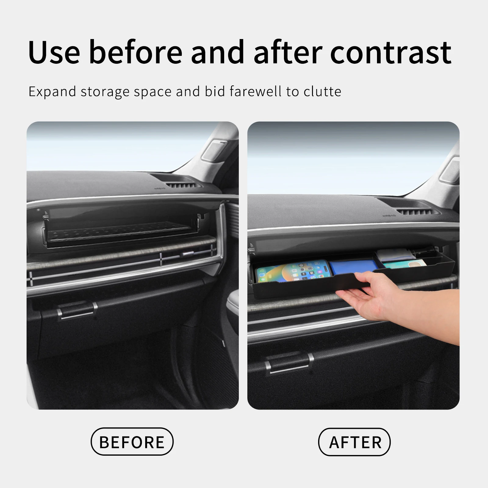 LUCKEASY für Hyundai Santa Fe 2024 2025 Auto-Aufbewahrungsbox Innenraum-Zubehör Beifahrer-Schublade Aufbewahrungskoffer Organizer Ordnungsbox – Detail 5
