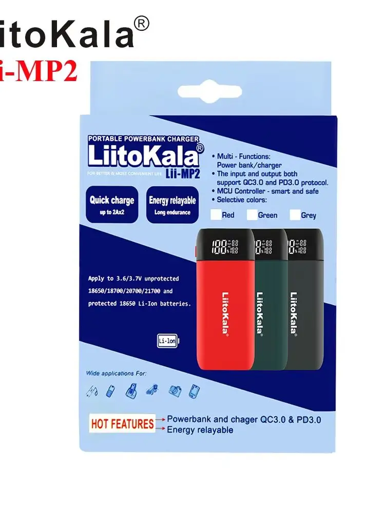 Ładowarka do baterii Liitokala Lii-S2 Lii-CH2 Lii-D4XL Lii-K4 3.7V/1.2V 18650/26650/16340/18500 z wyświetlaczem Lii500 — zdjęcie produktu 7