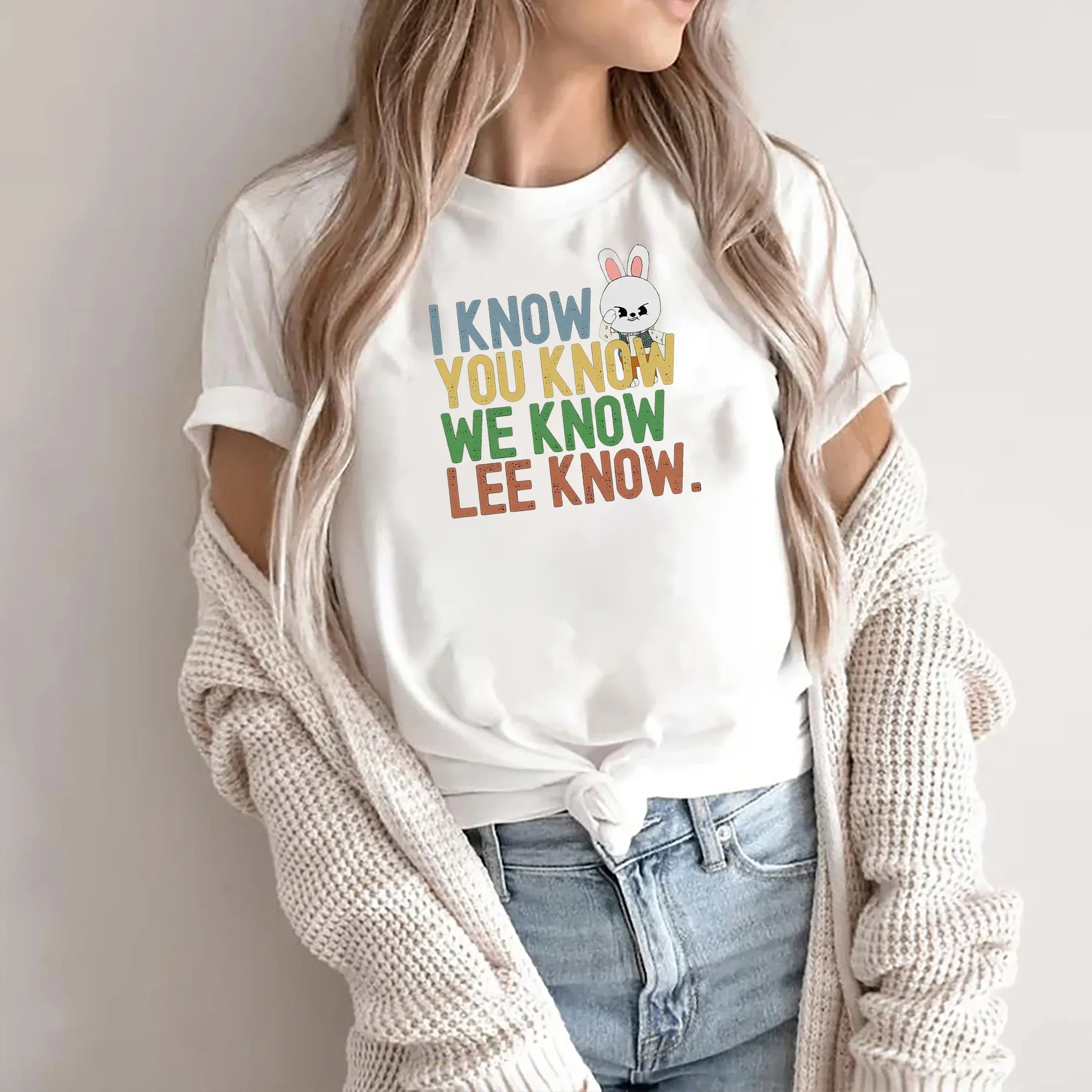 I Know You Know Lee Know Stray Funny Skzoo Leebit Lee Know Shirt  Shirt Women Clothing Graphic T Shirts  Y2k Top  Women Clothing