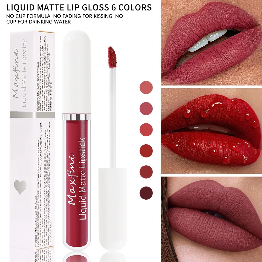 Matte Lipstick Long-Lasting Liquid Lipstick High Pigment Waterproof Velvet Lip Glaze Moisturizing Portable And Non Stick Cup