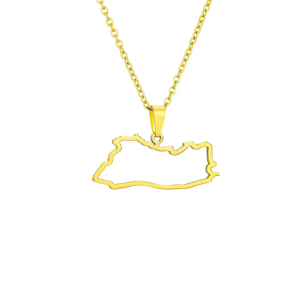 الفولاذ المقاوم للصدأ السلفادور خريطة جوفاء قلادة قلادة المجوهرات #5