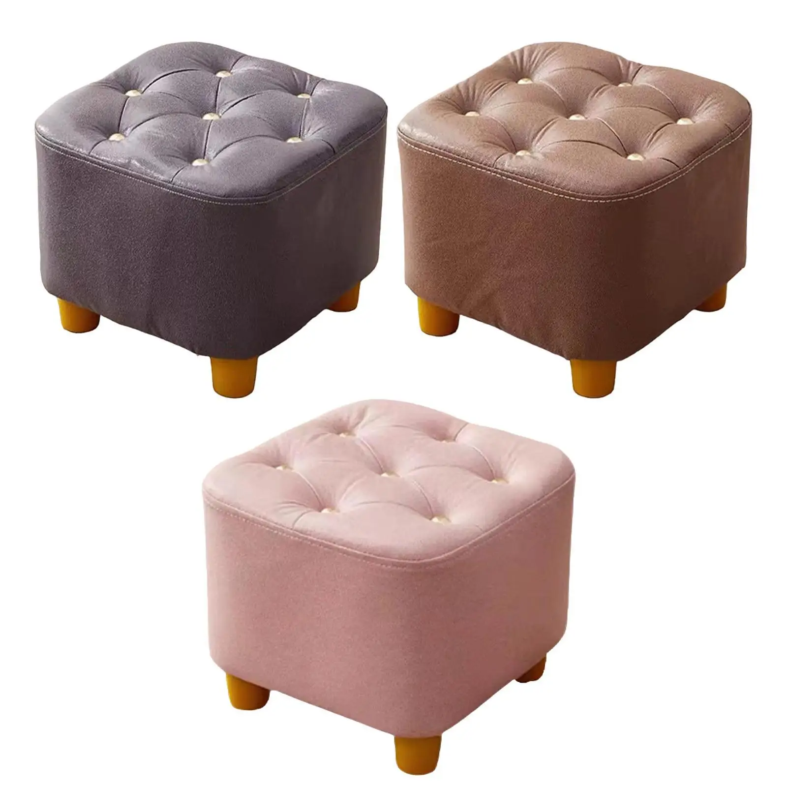 Small Footstool Soft Padded Seat Non Slip Furniture Footrest Ottoman Stool for