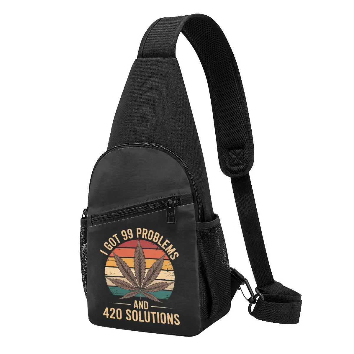 I Got 99 Problems And 420 Solutions Chest Bag Men Sling Crossbody Backpack Chest Bag Traveling Hiking Daypack Shoulder Bag