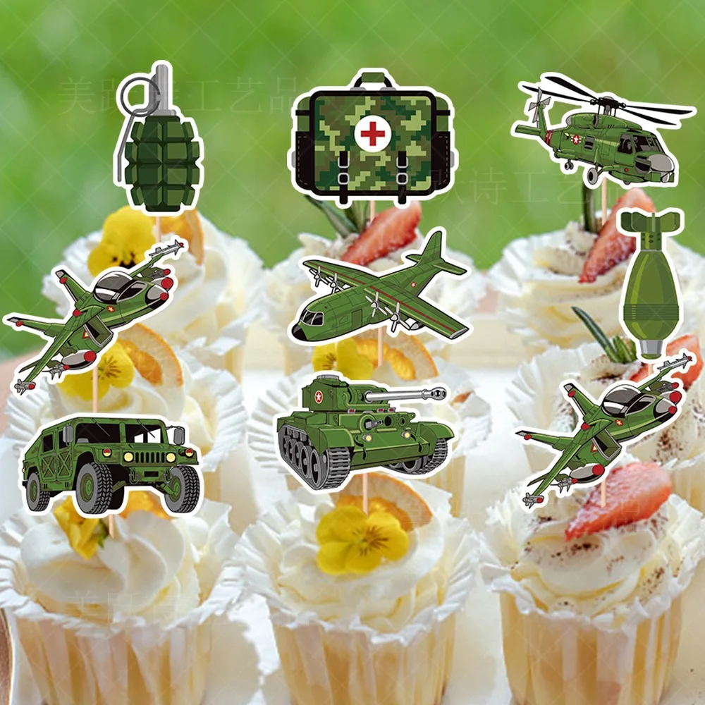 Army Party Set Military Birthday Decorations Camouflage Garlands Soldier Cake Topper Food Picks Hanging Swirls Supplies