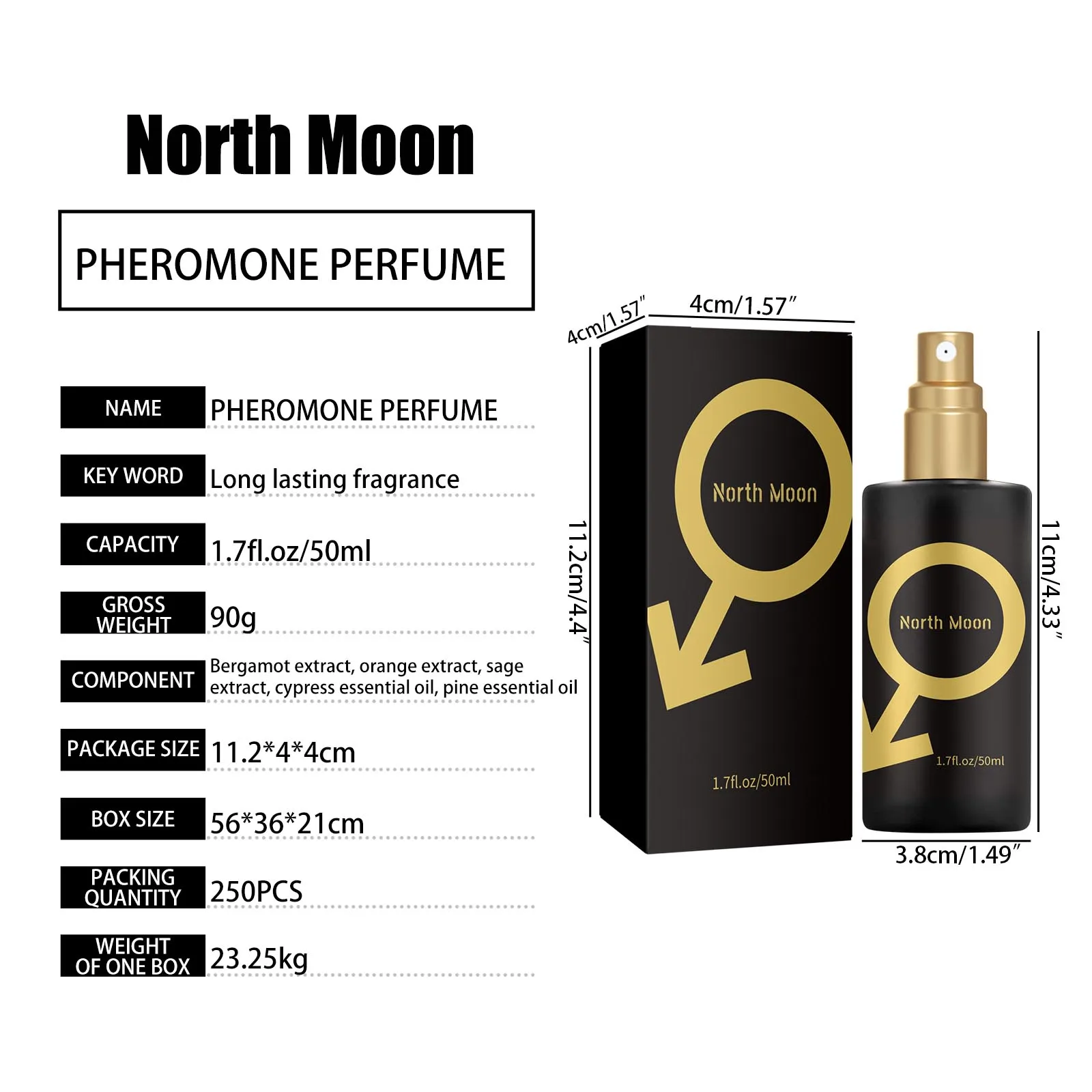 North Moon Fragrance Perfume, Eetaining Odor Removendo, Duradoura, Nicho, Fragrância Leve, Namoro Atmosfera, 1.7 OZ