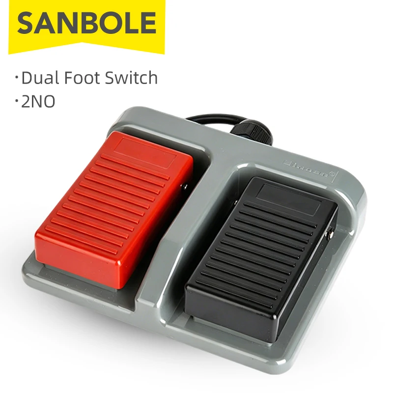 Dual Foot Switch Double Pedal Control 2NO Silver Contact For Machine Tool Medical Forging Equipment With Cable