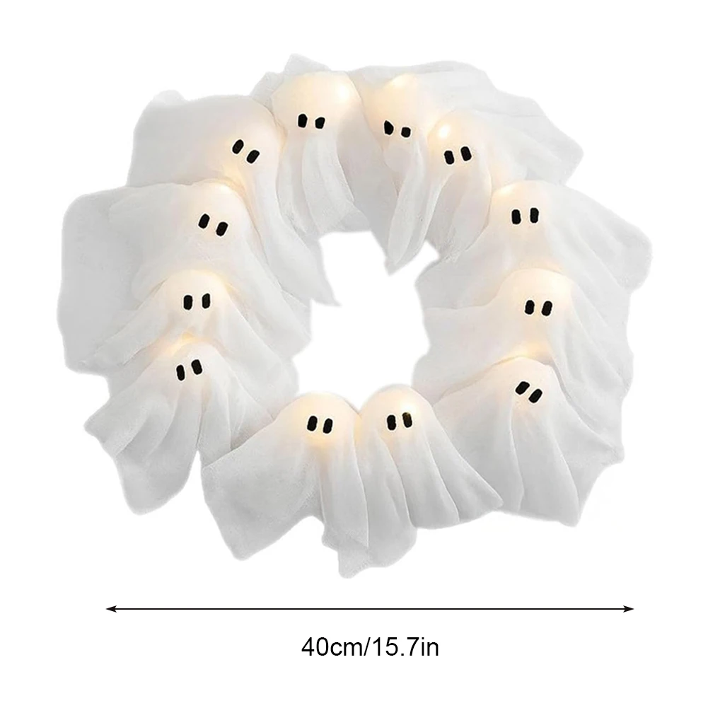 Glowing Halloween Ghost Wreath Weird Decoration for Halloween