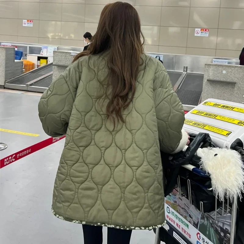 Abrigos ondulados de Invierno para mujer, ropa de 2 maneras, Parkas de manga larga, chaqueta de una sola botonadura, abrigos con bolsillos Retro, 2025