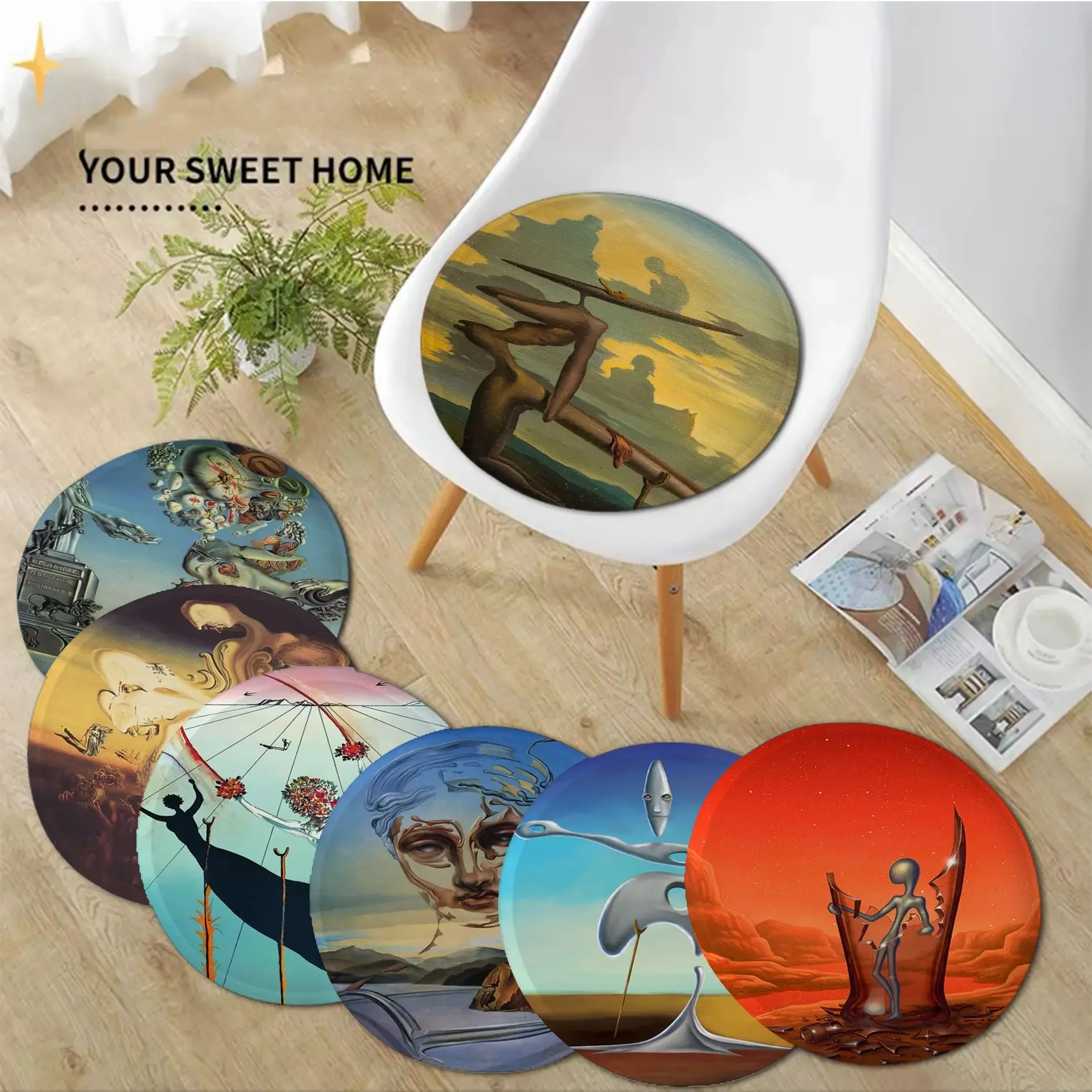 

Salvador Dali Art Nordic Printing Fabric Cushion Non-slip Living Room Sofa Decor Students Stool Tatami Office Cushion Pads