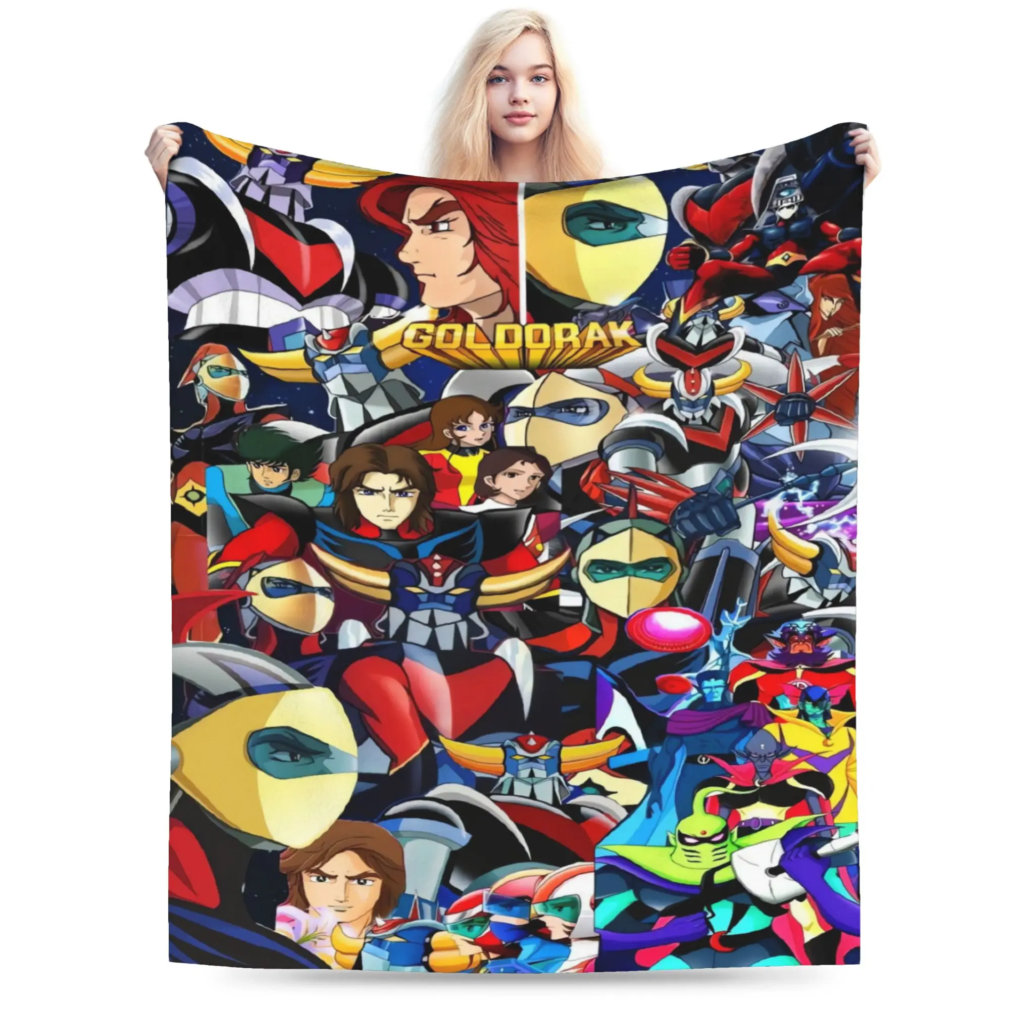 Warm Soft Blanket Children Picnic Ufo Robo Grendizer Goldorak Throw Blanket  Flannel Bedspread For Home Decor Sofa Bed Cover
