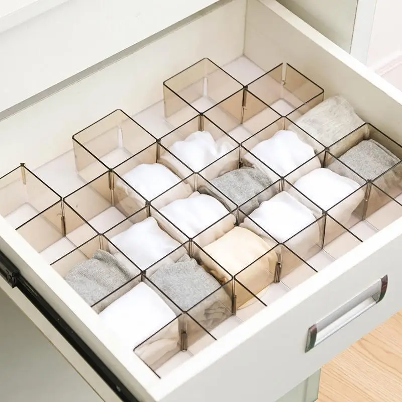6PCS Household Drawer Dividers Free Combination Partition Boards for Closet Counter Socks Classification Storage Organizer