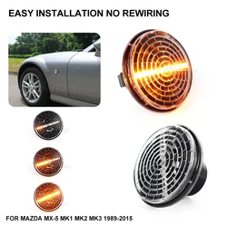 2PCS Dynamic Turn Signal LED Side Marker Light Repeater Lamp Indicator For Mazda MX5 MX-5 MK1 MK2 MK3 1989 1999 2000-2015
