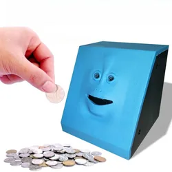 Electronic Face Piggy Bank Fuuny Eat Coin Chewing Money Box Facebank Save Money Storage Box House Decoration Table Accessories