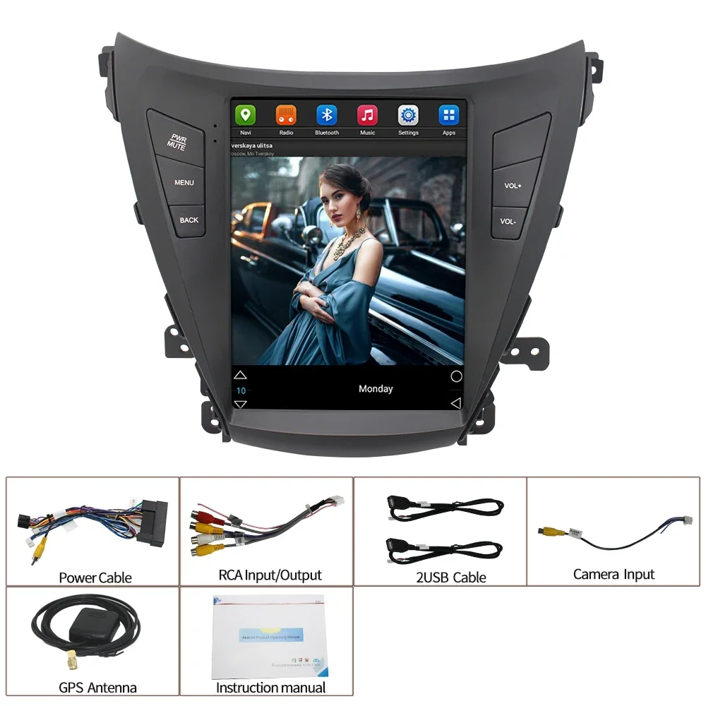 

zz 9.7 inch carplay vertical touch Screen Android Car DVD GPS Player Car Stereo For Hyundai Elantra 2014-2016 Radio video