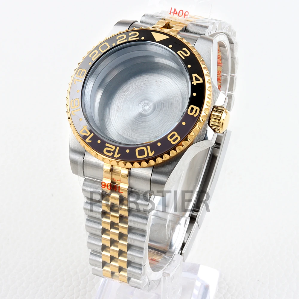 40 مللي متر NH35 حالة الياقوت الزجاج ل Seiko NH34 NH35 NH36 NH38 حركة الفرعية GMT يخت ماستر الفولاذ المقاوم للصدأ المحار/حزام اليوبيل