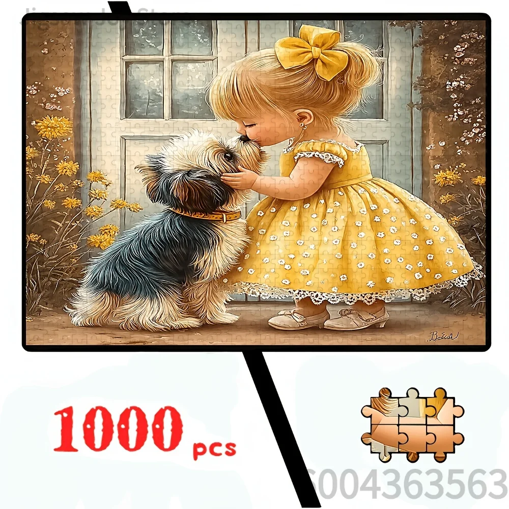 Whimsy Cartoon Jigsaw Puzzle, Vintage Diner Ladies, Sweet Girl Kiss Puppy, Daisy Garden Kid, Cozy Fridge Sweets, Home Decor Gift