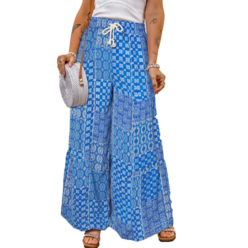 

2025 Новые повседневные брюки с цветочным принтом, свободные повседневные брюки с цветочным принтом Cw45950