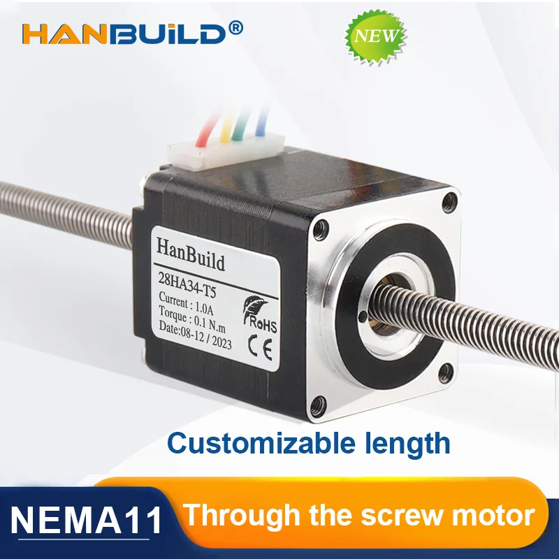 NEMA 11 Through screw stepper motor 28HA34-T5*4 28HA28-T5*4 200MM linear stepper motor  For 3D Printer Monitor Equipment