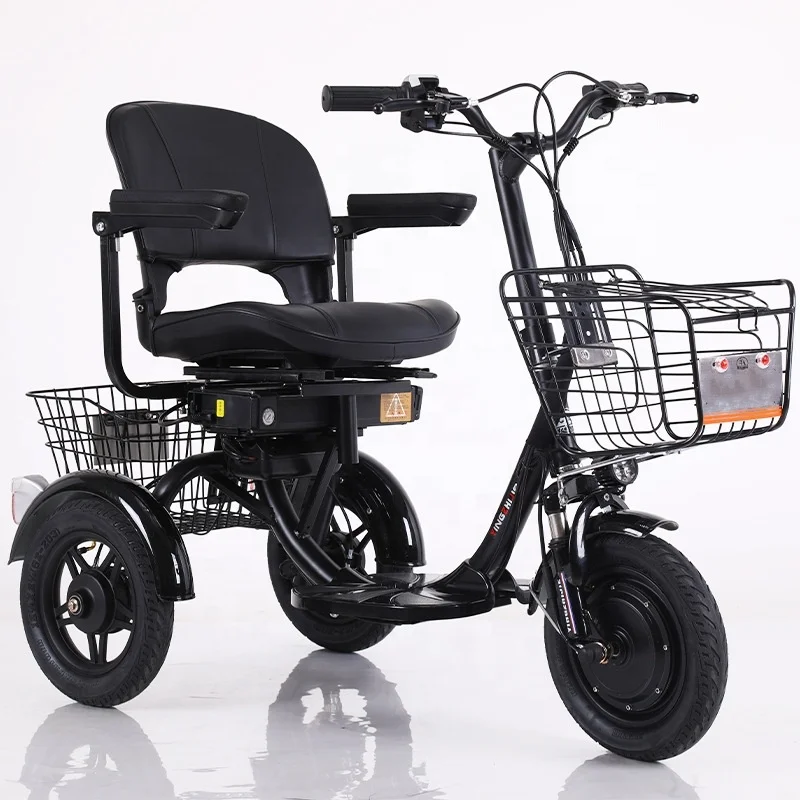 Wholesale New Mini 12 Inch Electric Tricycle 3 Wheel Cargo Bike Scooter for Adults with Front Hub Motor 48V 10Ah Battery