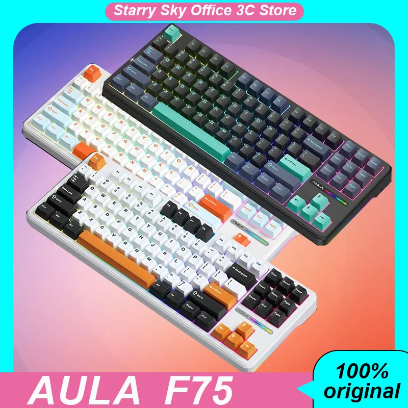 

Aula F75 Mechanical Keyboard Wireless Bluetooth 3mode Multifunctional Knob Hot Swap Rgb Customized Gaming Keyboard Pc Accessory