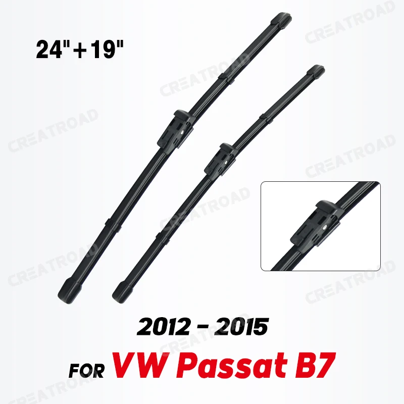  Wiper LHD Front Wiper Blades For VW Passat B7 2012 - 2015 Windshield Windscreen Window Car Rain Brushes 24\