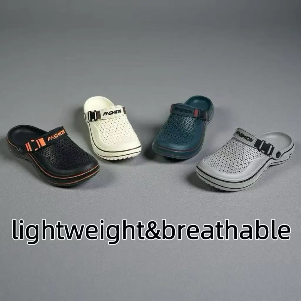 

Легкие и дышащие мужские сабо, модные перфорированные тапочки, удобные сандалии для повседневного ношения