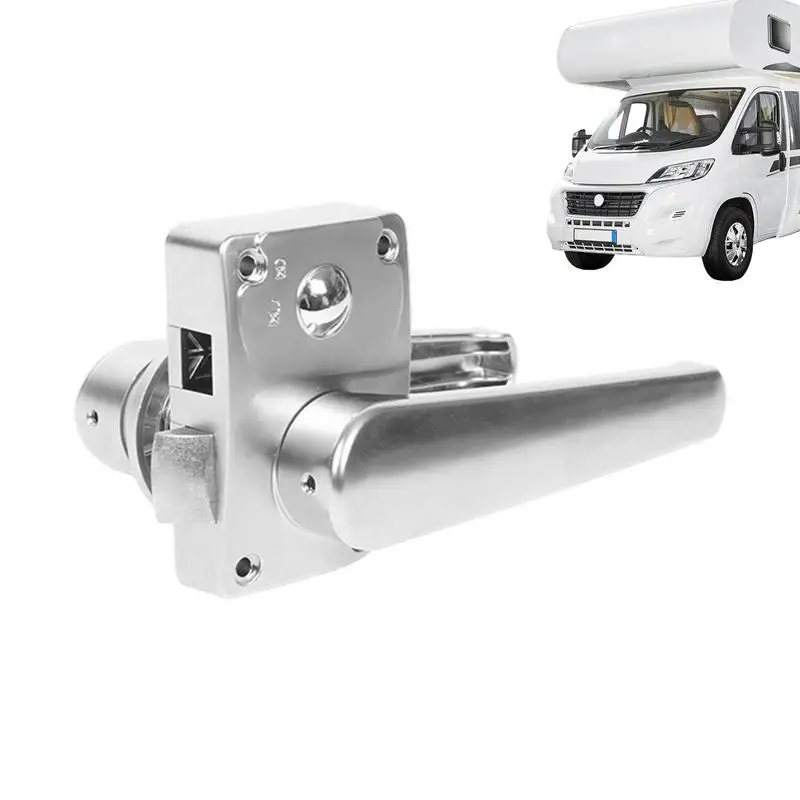 Door Lock RV Entry Door Latch With Brass Lock Cylinder Durable Door Lock No Rust Non-Fading For RV Yacht Car Bathroom