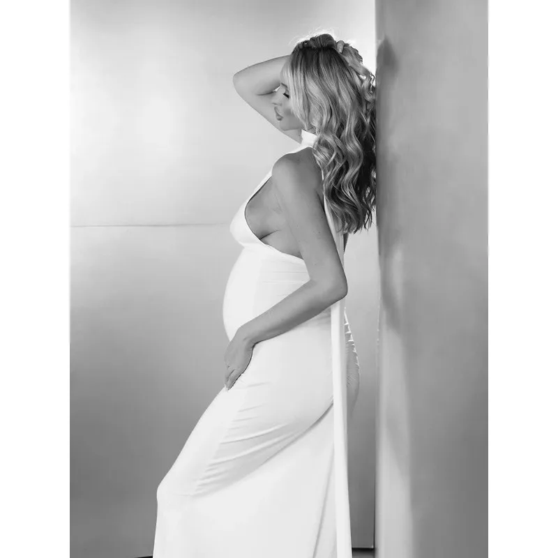 Boutique Sexy Backless Maternity Dress Bodycon Photography Gown for Photoshoot Pregnancy Baby Shower Evening Wear Women