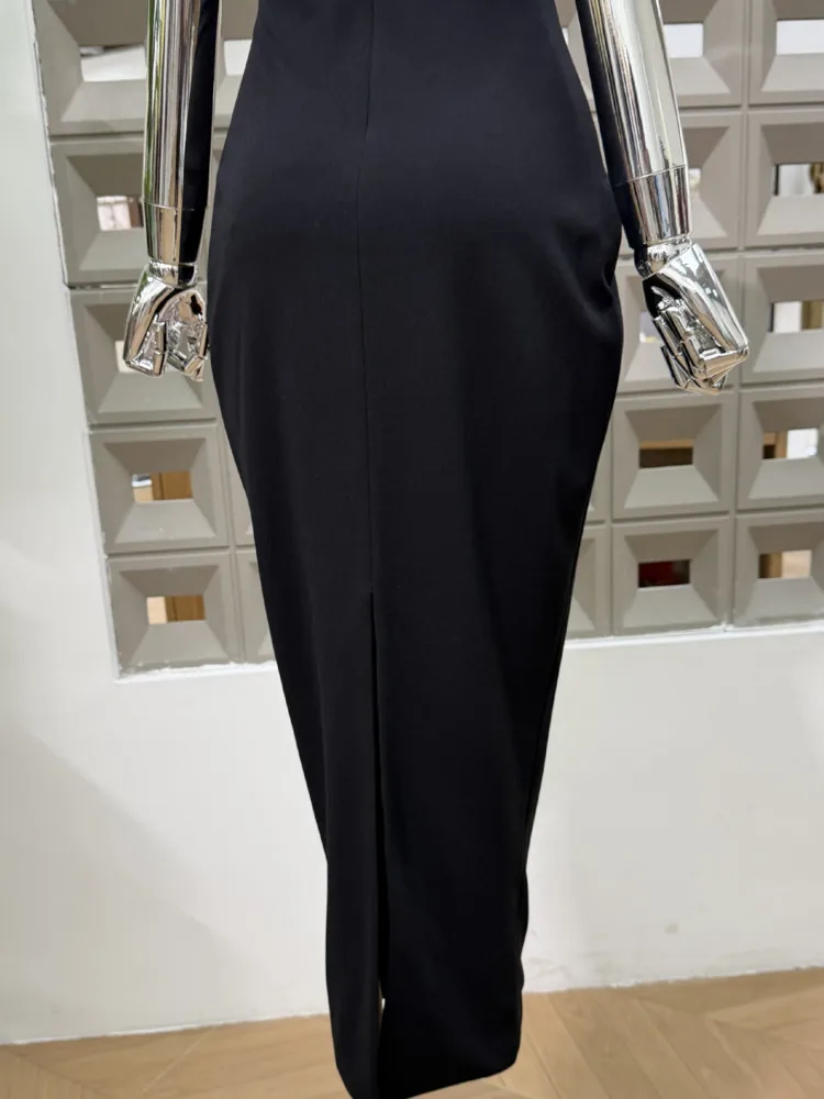 Dfdg feminino primavera verão preto cami espartilho vestido bodycon midi elegante festa formal wear 2025 na moda vestido de moda feminina