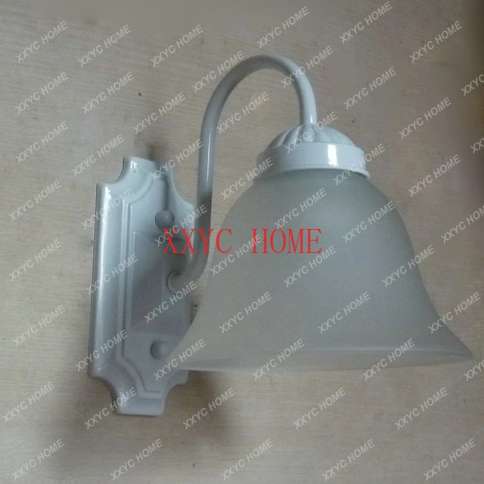 European style single head wall lamp, glass lampshade, bedside mirror, front corridor