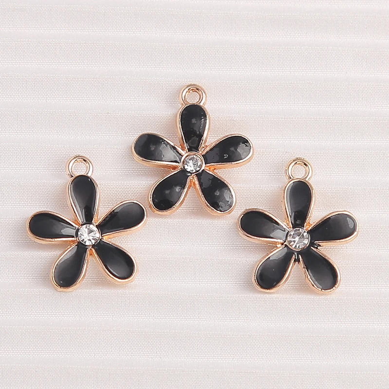 10 Stück 13x16mm süße Emaille Pflanze Blume Charms Anhänger für Schmuck Tropfen Ohrringe Halsketten Armbänder DIY Handwerk machen Erkenntnisse – Detail 6