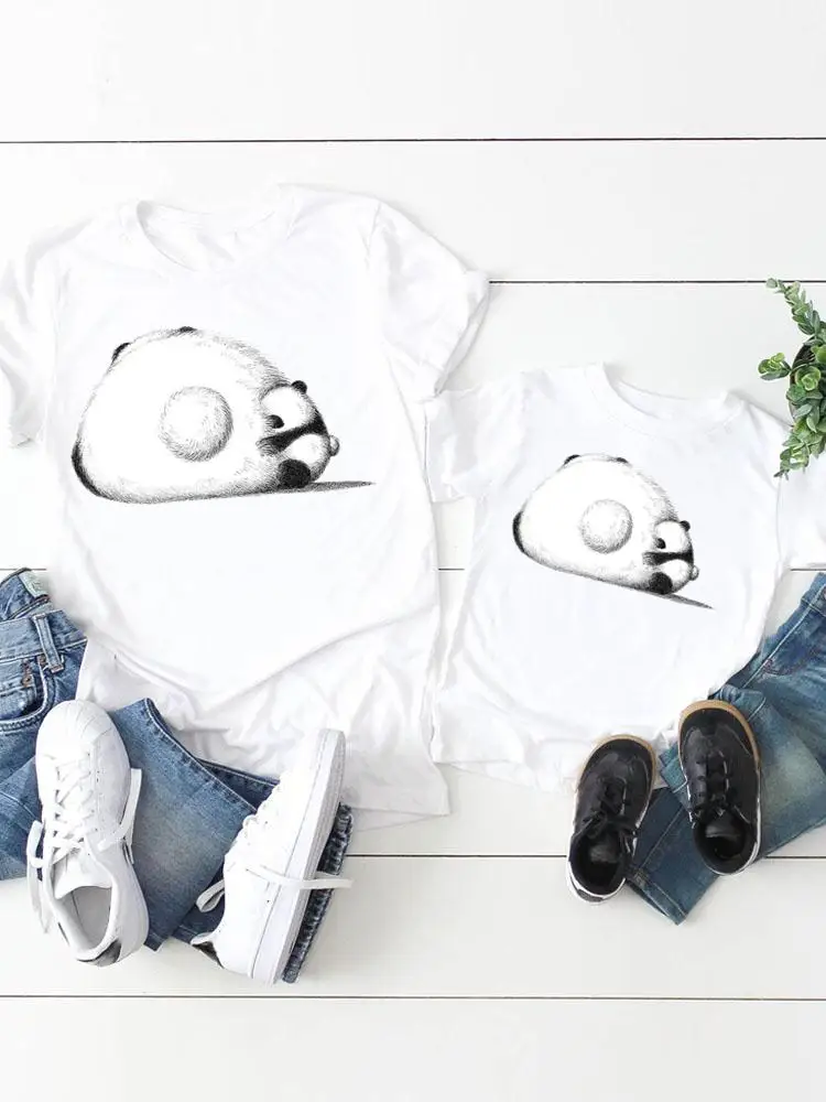 

Family Matching Outfits 90s Women Kid Child Summer Mom Mama Girl Boy Mother Tshirt Panda Sweet Tee T-shirt Clothes Clothing