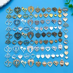 20/100pcs mixed zinc alloy heart set series, fashionable jewelry necklace making DIY craft Halloween Christmas accessories