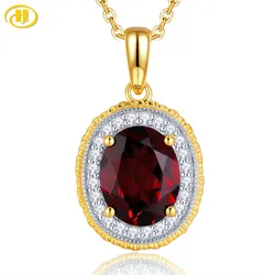 Natural Red Garnet Silver Yellow Gold Plated Women's Pendant 2.8 Carats Genuine Red Garnet Gemstone Classic Fine Jewelrys