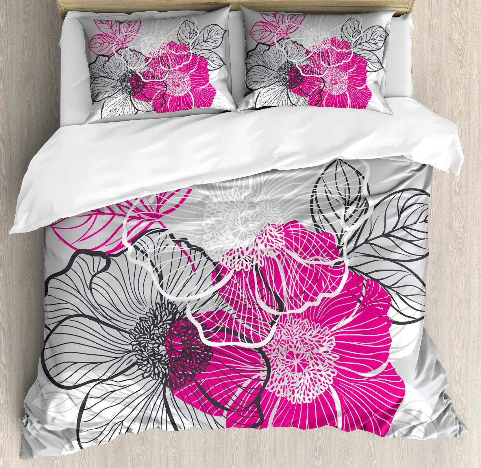 

Duvet Cover Set Queen Floral Bedding Elegant Peony Bedding Soft Comforter Cover Set with With 2 Pillowcases 3Pcs Queen Full Size