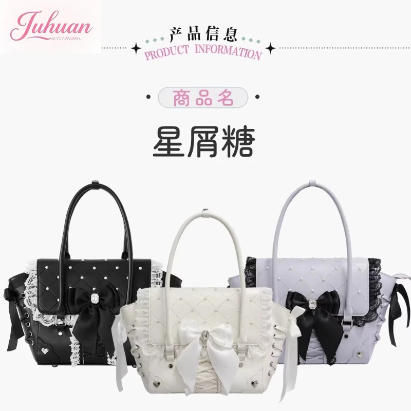 

Japanese Original 2026 New Girl Sweet and Cute Lolita Lace Bow Messenger Bags Mass Production Type Bud Lo Handbag for Women