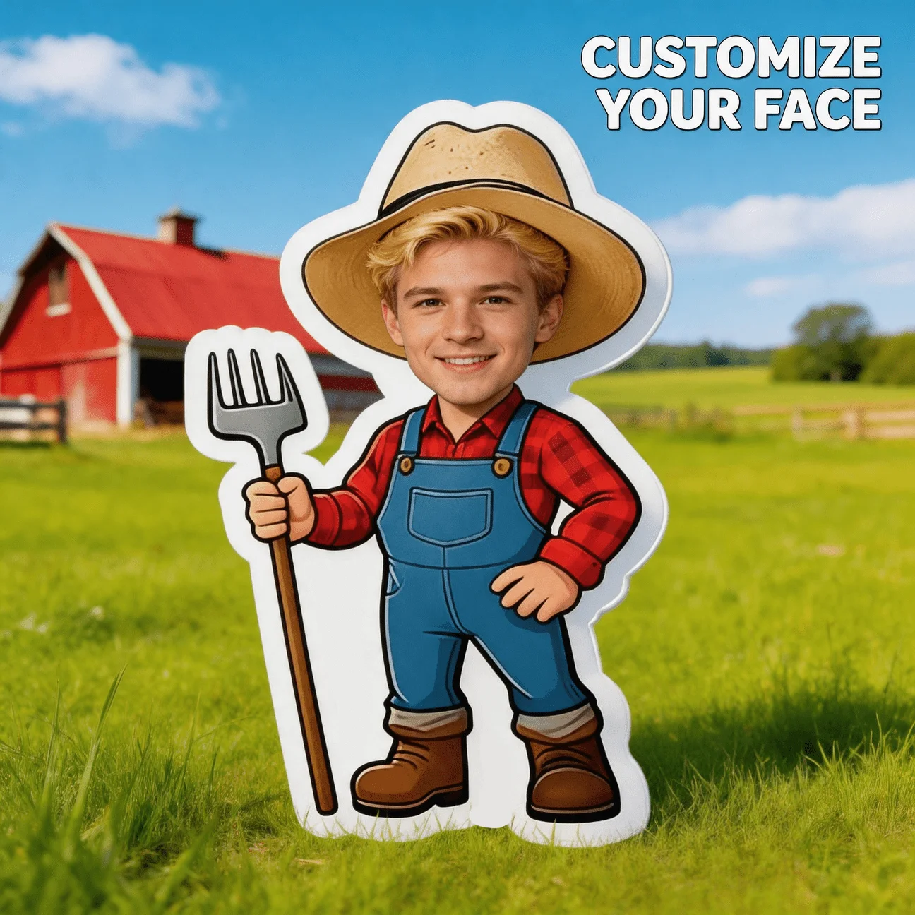Personalized Photo Farmer Shaped Pillow - Large Custom Photo Cushion with Your Own Picture, Suitable for Sofa &, Farm-Themed Gif