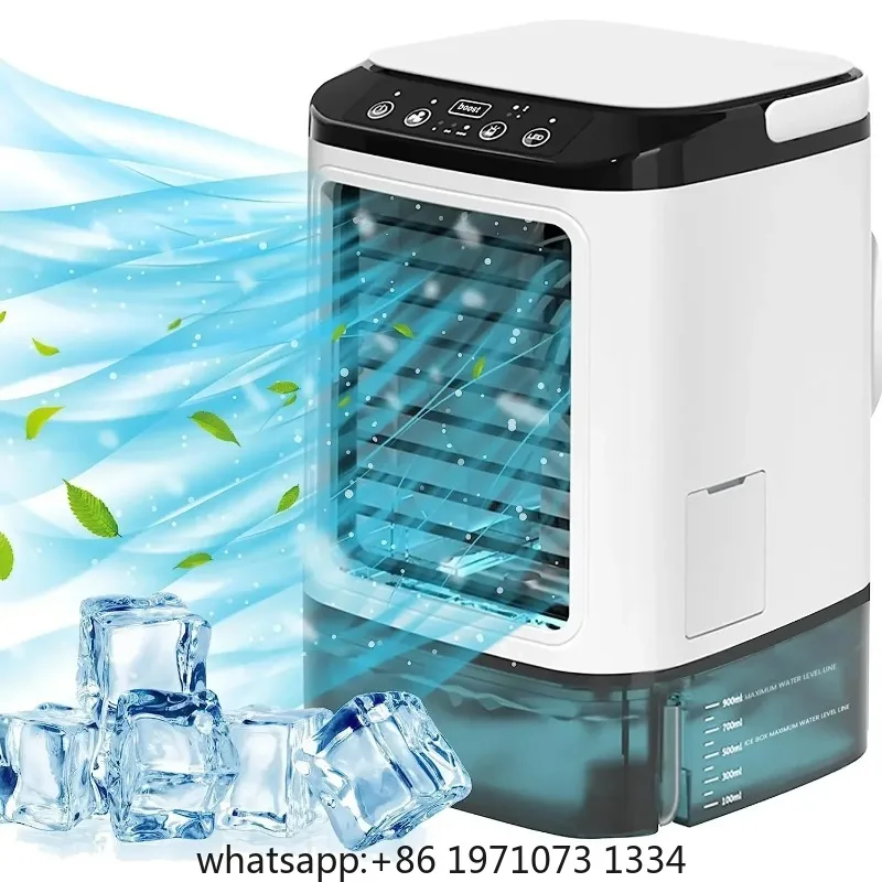 Air Conditioner Portable Fan Desktop Dual Spray Ultrasonic Atomization 3-Speed Mute Air Cooler Night Light Electric Fan for Home