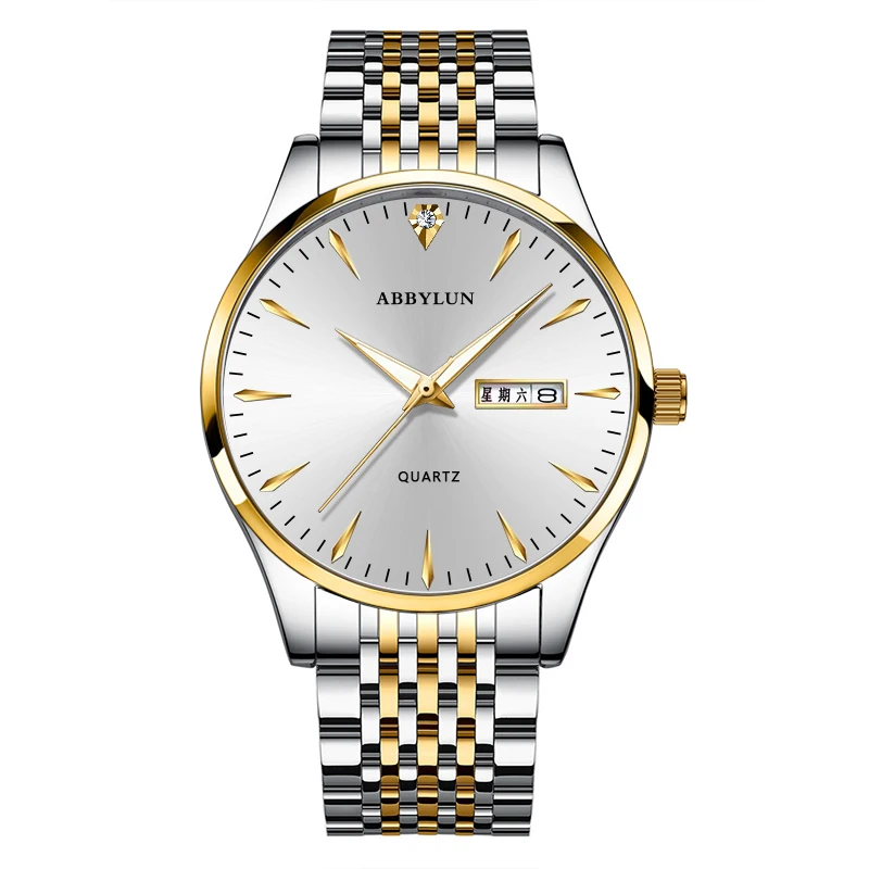 

Abbylun 621 Minimalist Style Men's Watch Stainless Steel Band Concise Wristwatches Waterproof Date Display Watches Male