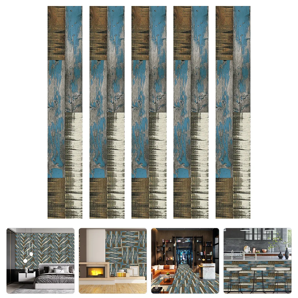 

5Pcs Peel and Stick Flooring Planks Self Adhesive PVC Vinyl Tiles Wood Grain Floor Decal Easy Cut Durable Living Room Bedroom