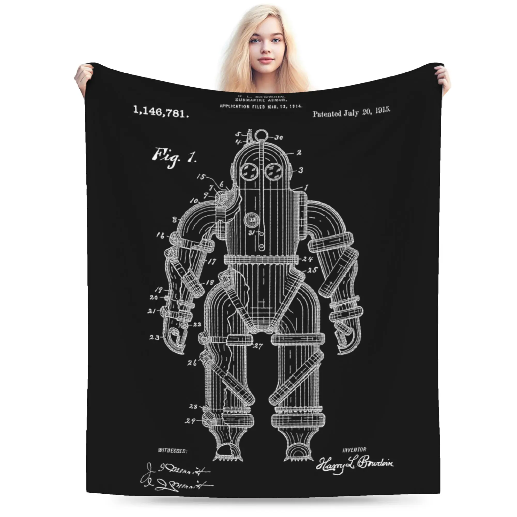 Custom Sofa Fleece Submarine Armor Scuba Diving Auit Throw Blanket Warm Flannel Diver Blankets for Bedding Home Sofa Bedspreads