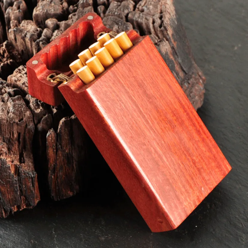 9/17 Sticks Blood Ebony Flip Cigarette Case Sets Solid Wood Hand-rolled Smoking Portable Storage Box Pocket Sealed Fine Holder