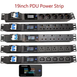 19Inch PDU Power Distribution Unit EU US UK C13 Universal Socket Digital V/A/W/℃ Electricity meter 16A/32A Air Switch