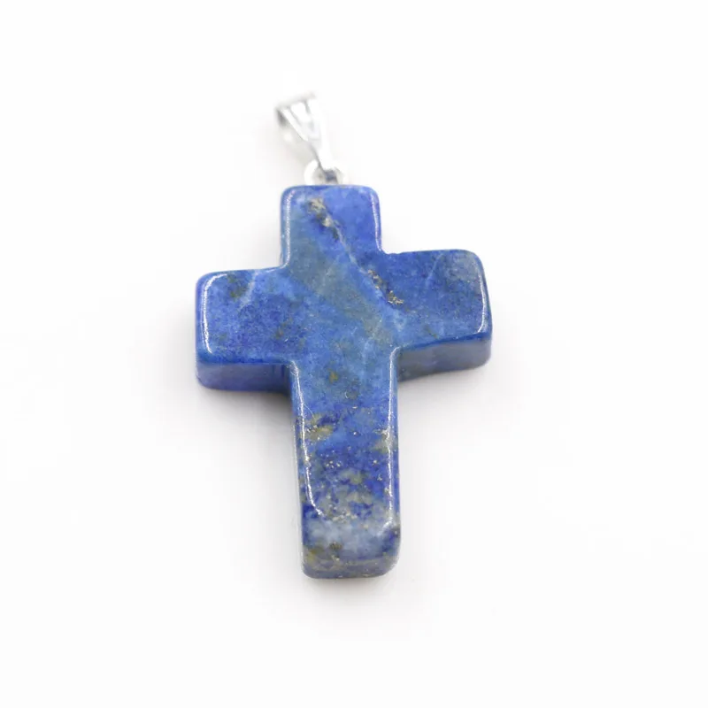 1PColor random wish hot selling European and American fashion natural stone cross necklace pendant stone cross pendant wholesale