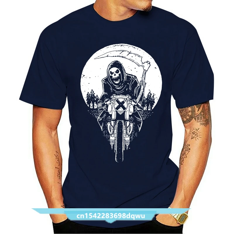 

Grim Racer T-Shirt Mens S-3Xl Biker Metal Rock Goth Reaper Motorcycle Death Cool Casual Tee Shirt