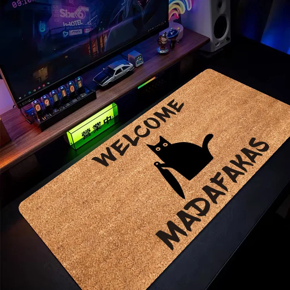 Dark Cat Welcome Madafakas Custom Skin Natural Rubber Gaming Mousepad Desk Mat Size For Game Keyboard Pad For Gamer