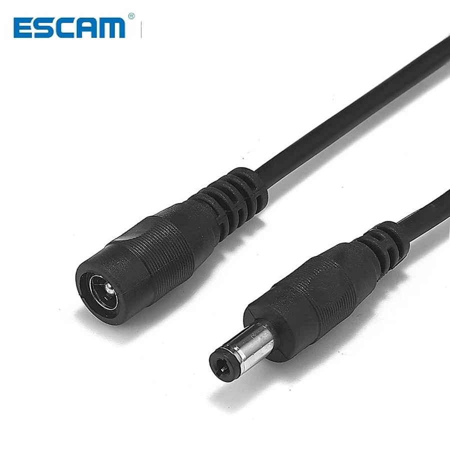 Escam 1 Pcs Dc Power Verlengkabel 3 Meter/ 10FT Jack Socket 5.5 Mm X 2.1 Mm Mannelijke plug Voor Cctv Camera 12 Volt Verlengsnoer