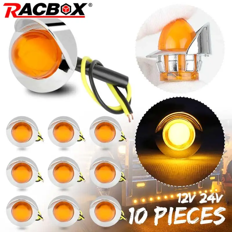 10/20pcs LED Side Marker Lights Bullet Turn Signal Light Stop Tail Warning Lamp For Car Truck Tractor Lorry Boat Pickup 12V 24V