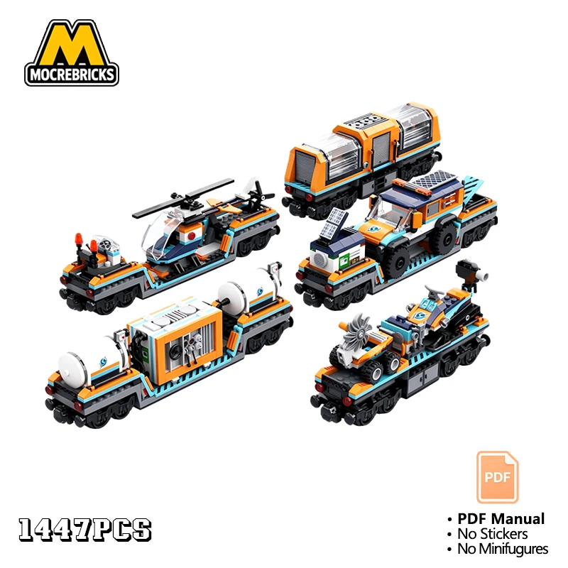 MOC City Railway Arctic Freight Train Carriage Building Blocks Wagon Extension DIY Bricks Model Toy Kids