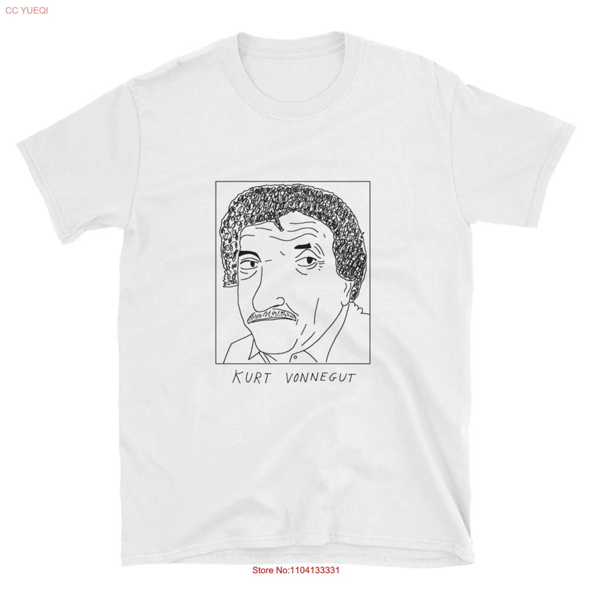 Badly Drawn Authors Kurt Vonnegut T Shirt FREE Worldwide Delivery long or short sleeves